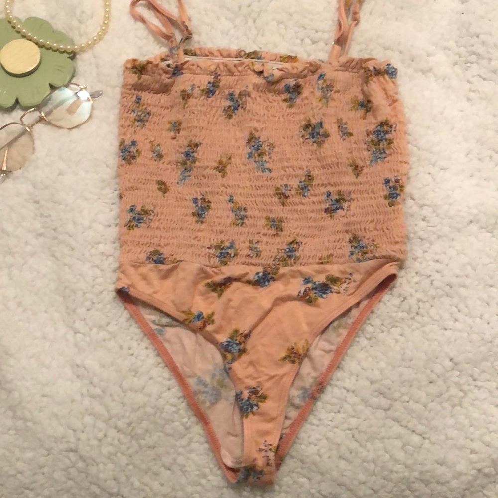 Pink floral bodysuit